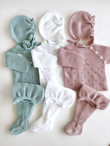 Conjunto de 3 piezas, jersey de manga larga, polaina y capota