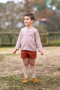 Camisa niño Telva de Boetiekids en cuadro vichy color caldera con abertura en delantero con tres botones. 37,35€