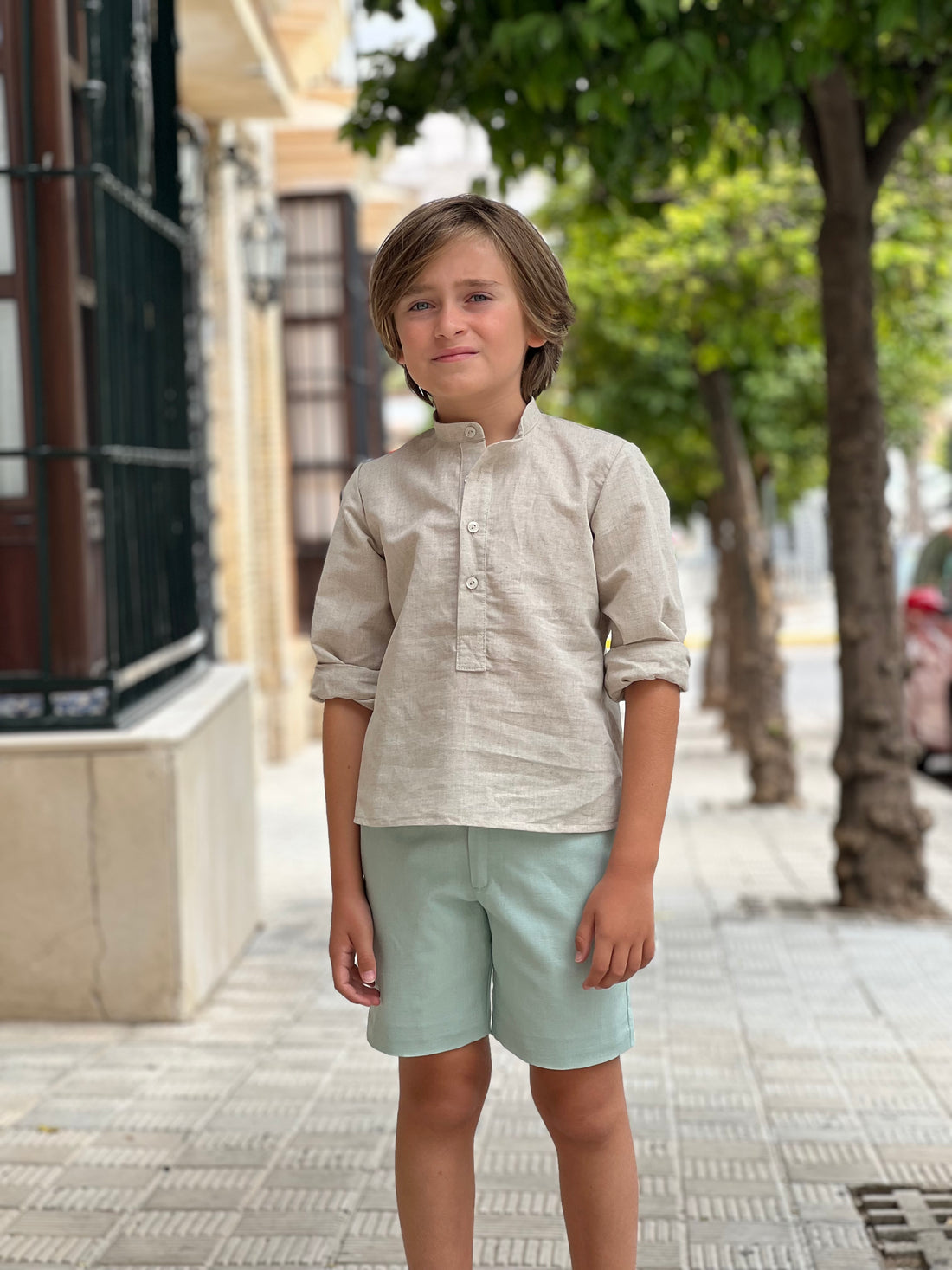 Conjunto niño ceremonia camisa y pantalón corto colección Amanecer