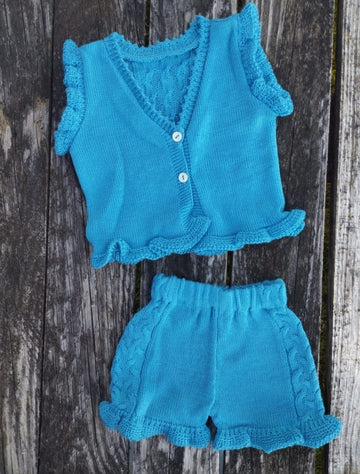 Conjunto hilo para niña azul turquesa
