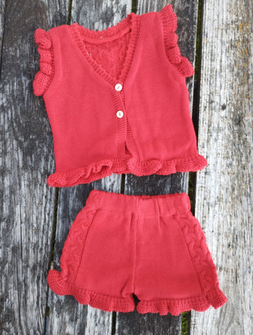 Conjunto hilo para niña Rojo