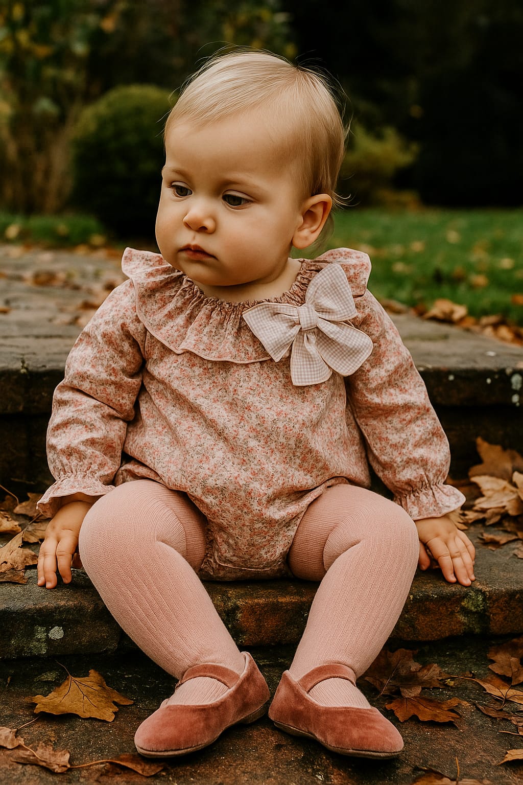 Pelele Daisy de Boetiekids, en flores rosas y blancas con cuello de volante, manguita larga fruncida en la muñeca una auténtica maravilla. 58,95€