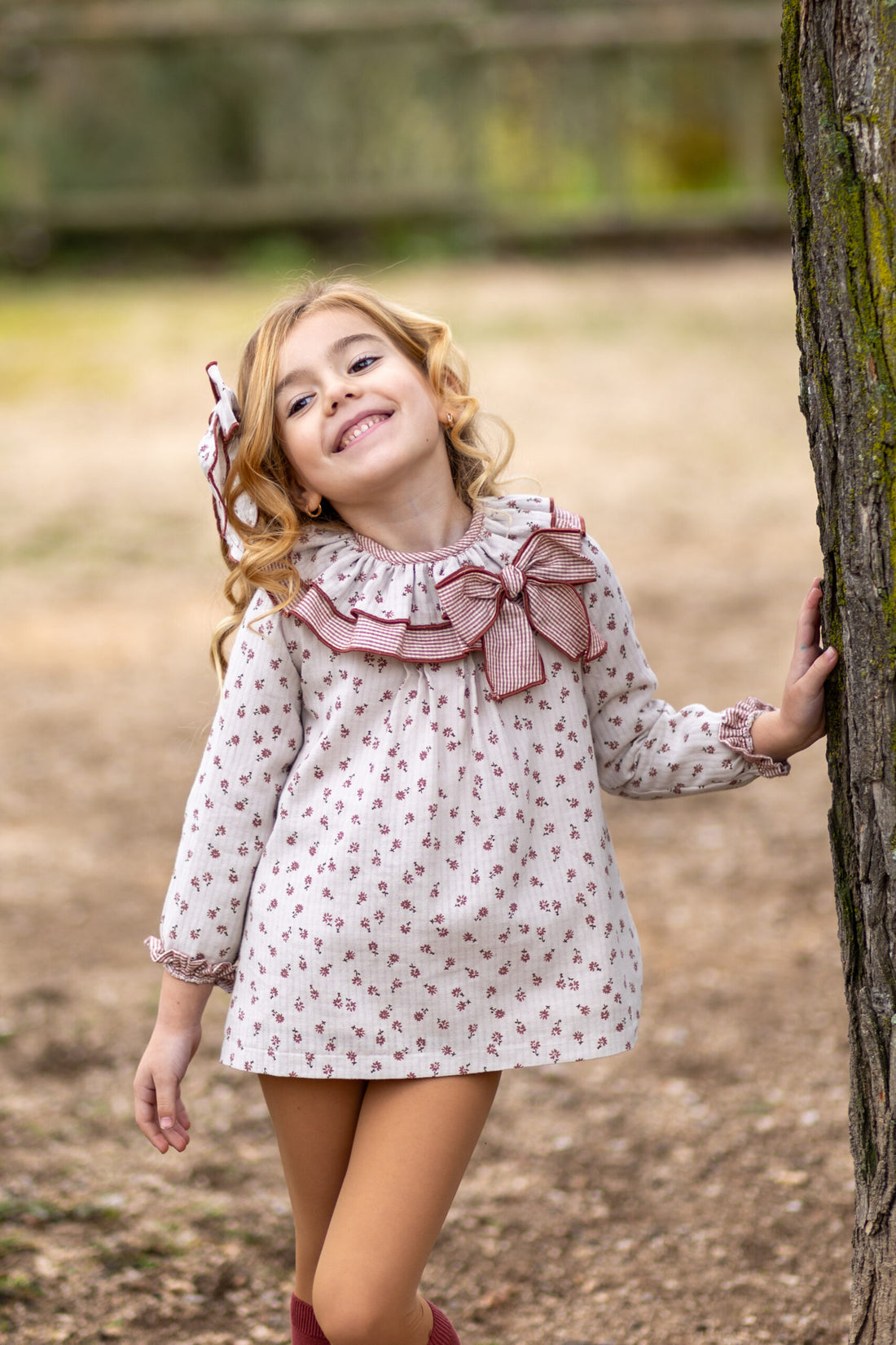 Jesusito con braguita Telva de Boetiekids, de florecitas con doble cuello combinabdo flores con vichy caldera a juego con la braguita