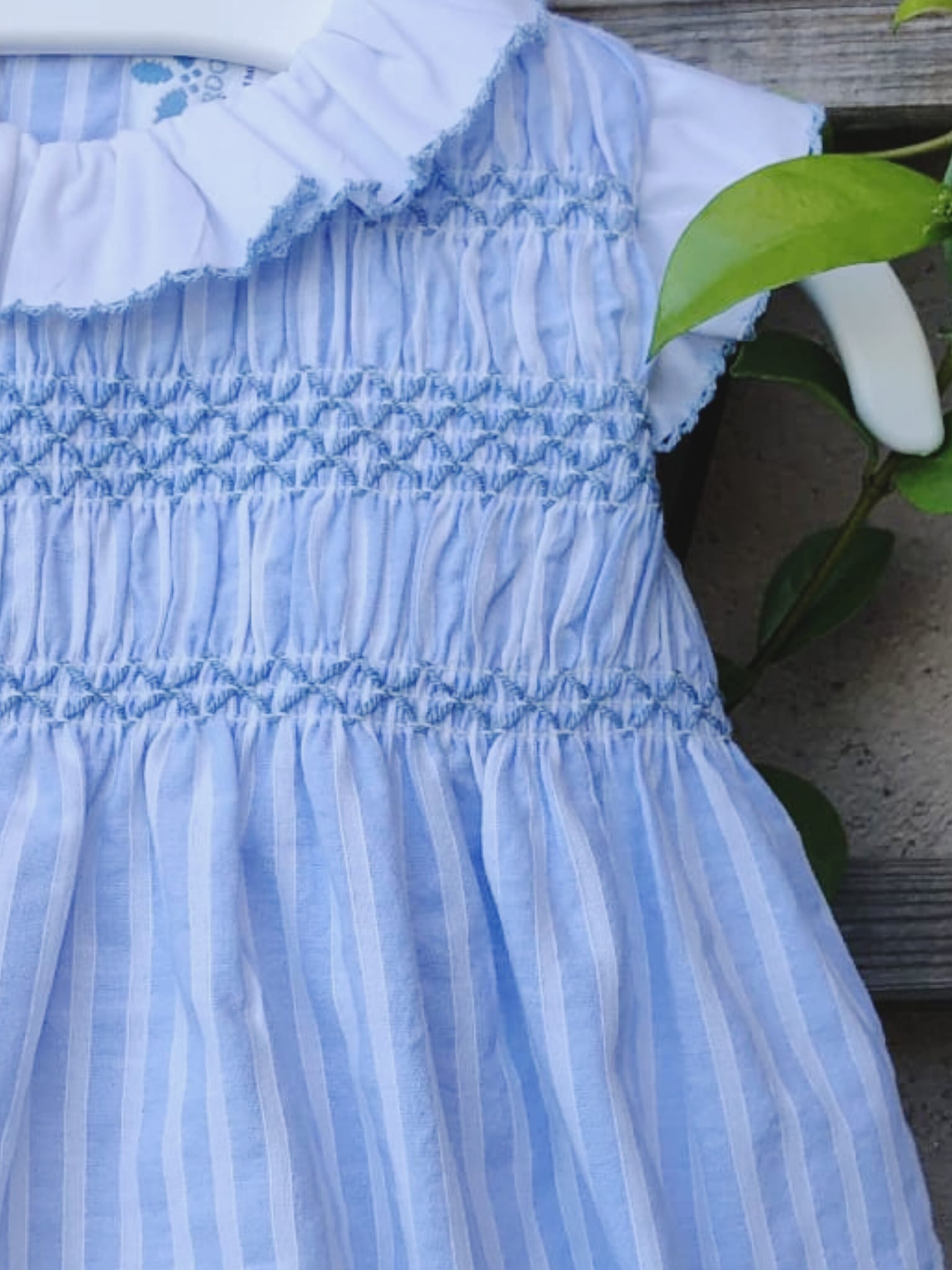 Detalle de la coleccion Agatha bordado en punto smock