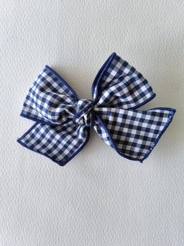 Lazo con pinza Vichy Azul Frambuesa