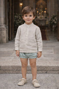 Detalle camisa cuello mao conjunto niño Amanecer