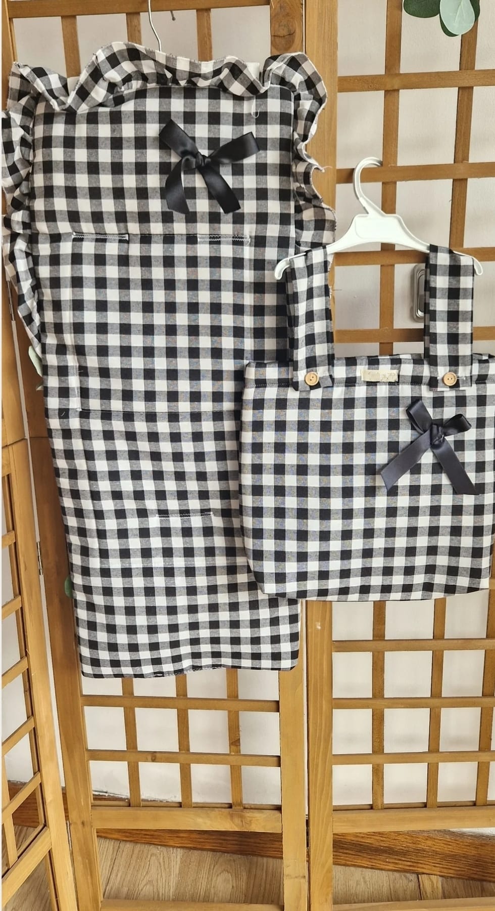 Colchoneta universal vichy negro más bolsa