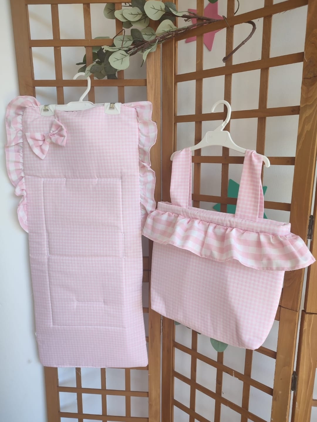 colchoneta vichy universal mas bolsa a juego