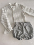 conjunto bebé camisa rayas manga larga y bombacho verde Halo