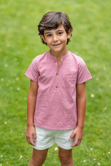 Camisa vichy vino para niño
