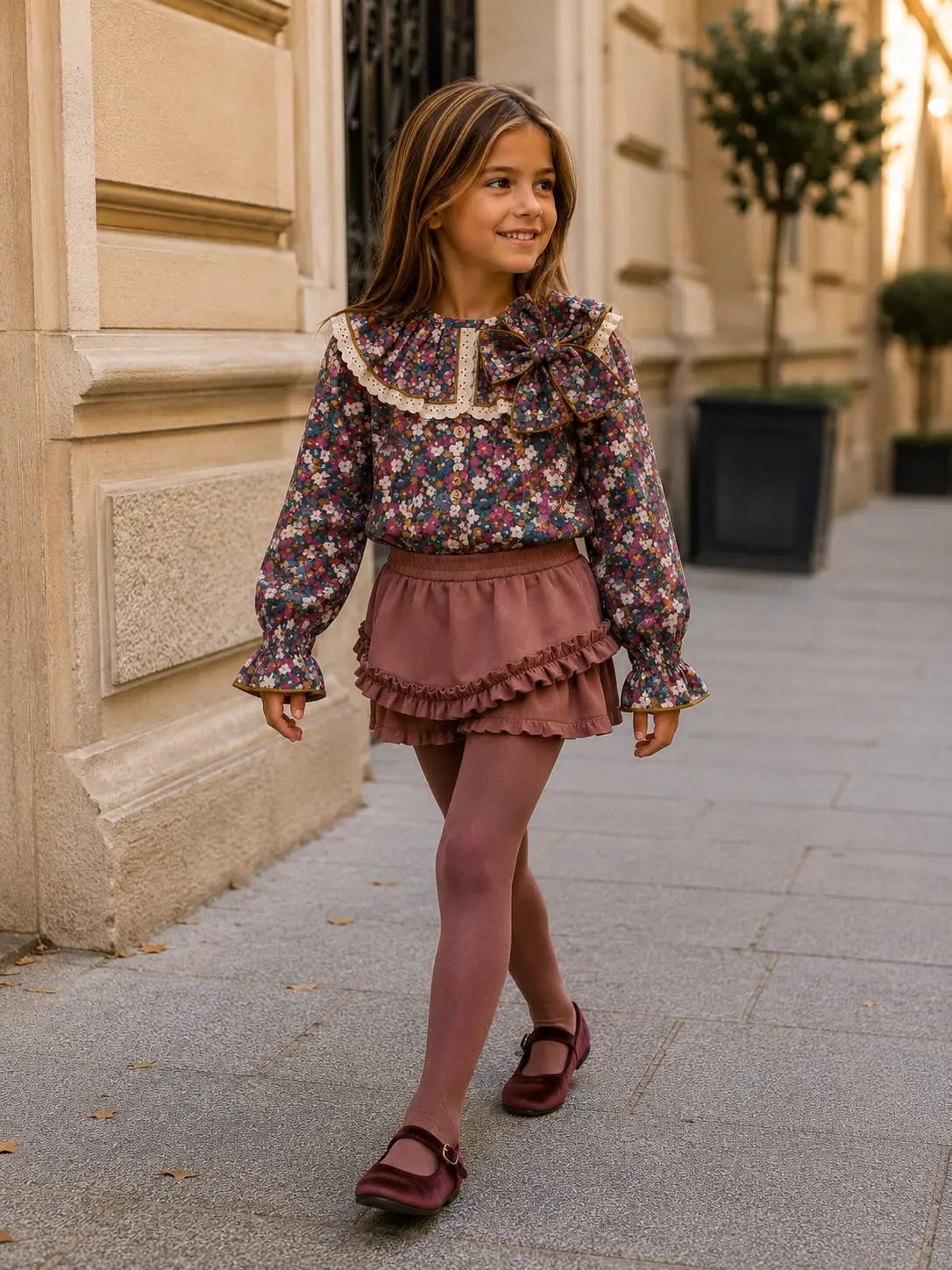niña con blusa flores Larsy