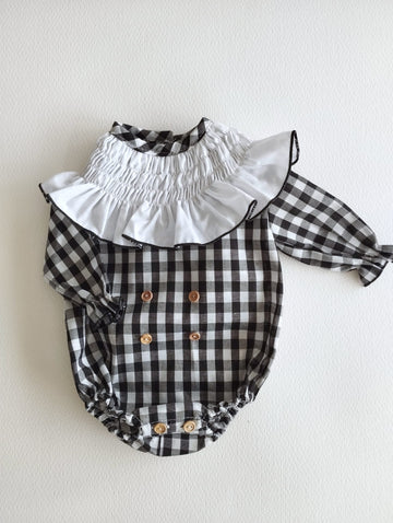 Pelele vichy cuello fruncido