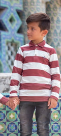 Polo de rayas burdeos ideal tanto para niña como para niño. 26,90€
